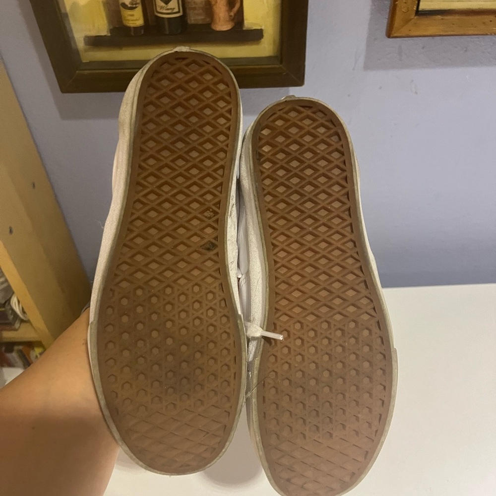 All white leather vans size 8.5